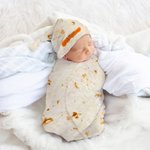 Gepersonaliseerde Tortilla Swaddle Deken en Knoop Muts Set met Naam Verjaardag Baby Shower Gift voor Pasgeborenen Baby's