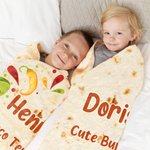 Personalised Funny Tortilla Soft Round Throw Blanket with Name and Text Home Decor Birthday Christmas Gift for Best Friend Taco Lover