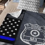 Personalized Thin Blue Line Flag Badge Soft Throw Blanket with Name Home Decor Graduation Birthday Gift for Police Officer Graduates