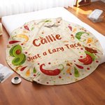 Personalised Funny Tortilla Soft Round Throw Blanket with Name and Text Home Decor Birthday Christmas Gift for Best Friend Taco Lover