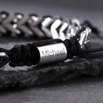 Personalisierte dünne Linie einstellbare Edelstahl geflochtene Seil Armband mit Namen Geburtstag Jahrestag Geschenk für Freund Familie