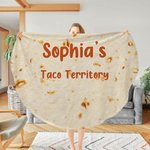 Personalised Funny Tortilla Soft Round Throw Blanket with Name and Text Home Decor Birthday Christmas Gift for Best Friend Taco Lover
