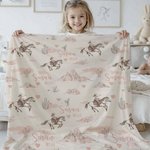 Personalized Cowgirl Desert Soft Throw Blanket with Name Swaddle Room Decor Birthday Baby Shower Gift for Mom Newborn