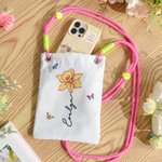 Henkilökohtainen Syntymä Kukka Perhonen Crossbody Matkapuhelin laukku nimi Travel Ostokset tarvikkeet Syntymäpäivä lahja naisille