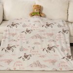 Personalized Cowgirl Desert Soft Throw Blanket with Name Swaddle Room Decor Birthday Baby Shower Gift for Mom Newborn