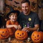 T-shirt personnalisé Old Wizard Bat Multicolore 100% Cutton avec titre et 1-10 noms Halloween Costume Holiday Gift for Family Friends