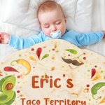 Personalised Funny Tortilla Soft Round Throw Blanket with Name and Text Home Decor Birthday Christmas Gift for Best Friend Taco Lover