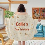 Personalized Funny Tortilla Soft Hooded Blanket with Name and Text Home Decor Birthday Christmas Gift for Taco Lover Family