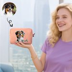 Personlig Söt 1-3 Tecknade hundar Flerfärgade ränder Sminkväska med namn och dragkedja Resa Essentials Födelsedagspresent för husdjursälskare Vänner