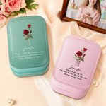 Personalisierte Geburt Blume PU-Leder-Schmuck-Box mit LED Drei-Farben-einstellbare Spiegel und Text Name Datum Reisen wesentliche Geburtstagsgeschenk für Frauen