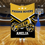 Personalized Pom-pom Trumpet Soft Throw Blanket with Name and Team Name Home Decor Game Day Gift for Cheerleaders