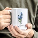 Gepersonaliseerde Geboorte Bloem 11 oz 15 oz Keramische Koffiemok met Naam Datum en Tekst Verjaardag Verjaardag Cadeau voor Familie Vrienden