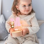 Personalisiertes Niedliche-Cartoon-Tiere LED-Nachtlicht mit Initiale Namen und Holzsockel Kinderzimmer Deko Geburtstag Baby Party Geschenk für Kinder