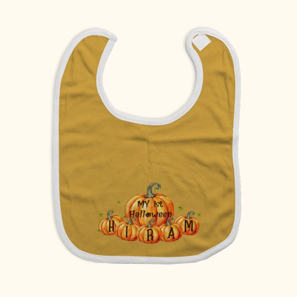 Personalisierte Kürbis mein 1. Halloween 100% Baumwolle Baby-Lätzchen mit Namen Halloween Holiday Party Geschenk für Neugeborene