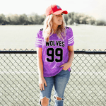 Gepersonaliseerde Veelkleurig American Football V-hals Teamshirt met Naam en Nummer Outfit voor de Wedstrijddag Verjaardagscadeau voor Sportieve Mama