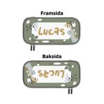 Personligt pennfack med söt dinosauriedesign stort utrymme med flera fack med namn passar pojkar och flickor som skolstartspresent