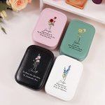 Personalisierte Geburt Blume PU-Leder-Schmuck-Box mit LED Drei-Farben-einstellbare Spiegel und Text Name Datum Reisen wesentliche Geburtstagsgeschenk für Frauen