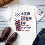 Personalized Legend 100% Cotton T-shirt with Family Name and Year Anniversary Birthday Gift for Father Grandfather Husband