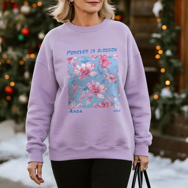 Personalised Multicolour Blooming Flowers Design Soft T-shirt Sweatshirt with Name and Text Birthday Back to School Bridal Shower Gift for Women