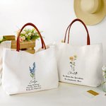 Henkilökohtainen Syntymä Kukka Aika Canvas Kangas Kangaskassi nimi ja PU nahka kahva häät osapuoli syntymäpäivä lahja naisille