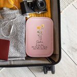 Personalisierte Geburt Blume PU-Leder-Schmuck-Box mit LED Drei-Farben-einstellbare Spiegel und Text Name Datum Reisen wesentliche Geburtstagsgeschenk für Frauen