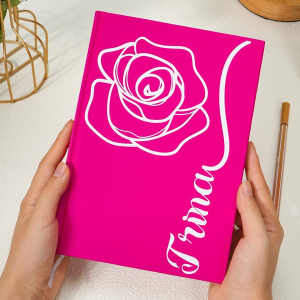 Personalized Birth Flower Multicolor A5 Journal Notebook with Name Daily Office Essentials Birthday Gift for Women Girls