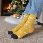 Personalized Multi-Color Snowflake Stars 3 Pairs Soft Crew Socks Knee High Socks with Name Holiday Party Accessories Christmas Gift for Family Friends