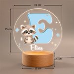 Personalisiertes Niedliche-Cartoon-Tiere LED-Nachtlicht mit Initiale Namen und Holzsockel Kinderzimmer Deko Geburtstag Baby Party Geschenk für Kinder