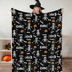 Personalized Cute Dancing Mummy Pumpkin Name Cloud Soft Throw Blanket Home Decor Halloween Gift for Kids Family Friends