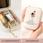 Personalisierte Geburt Blume PU-Leder-Schmuck-Box mit LED Drei-Farben-einstellbare Spiegel und Text Name Datum Reisen wesentliche Geburtstagsgeschenk für Frauen