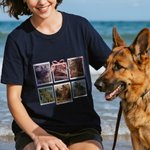 Personalisiertes Retro Briefmarken Weiches T-Shirt Sweatshirt mit Haustierfotos Namen Datum Geburtstag Geschenk für Tierliebhaber Familie