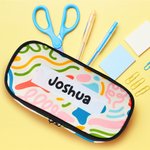 Personalized Abstract Graffiti Large Capacity Multi-Compartment Pencil Case with Name Back to School Birthday Gift for Student Teacher Artist