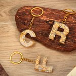 Personalisierte Goldfolie Initial Schlüsselanhänger Tasche Zubehör Reise Geburtstag Geschenk für Frauen Mädchen