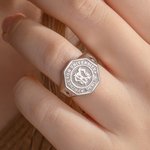 Personalisierte Retro Monogramm Birthstones Siegelring mit eingraviertem Namen und Schule Name Graduierung Geburtstag Geschenk für Absolventen Klassenkameraden