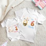 Personalisierte niedlichen Löwen Hund Tiere 100% Baumwolle Baby Bodysuit Kind T-Shirt mit Namen Jahrestag Geburtstag Geschenk für Babys Kinder
