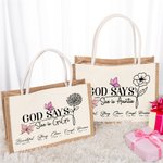 Henkilökohtainen Jumala sanoo, että hän on Mama Suuri Juutti Kangaskassi Teksti Matkailu tarvikkeet Syntymäpäivä Lomalahja naisille Äidit