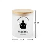 Bougie LED Personnalisée avec Motif Ailes d’Ange et Silhouette Titre Date et Nom Cadeau Condoléances et Souvenir pour la Perte d’un Être Cher