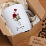 Gepersonaliseerde Geboorte Bloem 11 oz 15 oz Keramische Koffiemok met Naam Datum en Tekst Verjaardag Verjaardag Cadeau voor Familie Vrienden