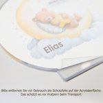 Personalisiertes Mond Sterne Niedliche-Tiere LED-Nachtlicht mit Namen Datum und Holzsockel Kinderzimmer Deko Geburtstag Baby Party Geschenk für Kinder