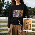 Personalisiertes Retro Briefmarken Weiches T-Shirt Sweatshirt mit Haustierfotos Namen Datum Geburtstag Geschenk für Tierliebhaber Familie