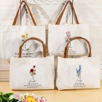 Henkilökohtainen Syntymä Kukka Aika Canvas Kangas Kangaskassi nimi ja PU nahka kahva häät osapuoli syntymäpäivä lahja naisille