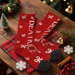 Personalized Multi-Color Snowflake Stars 3 Pairs Soft Crew Socks Knee High Socks with Name Holiday Party Accessories Christmas Gift for Family Friends
