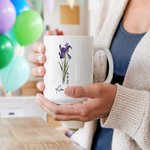 Gepersonaliseerde Geboorte Bloem 11 oz 15 oz Keramische Koffiemok met Naam Datum en Tekst Verjaardag Verjaardag Cadeau voor Familie Vrienden