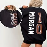 Personalized Football Design Unisex T-shirt Sweatshirt Hoodie with Name and Number Game Day Club Gift for Mom Football Lovers
