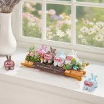 Personalized Cute Family Bunny Tree Stump Figurines with 1-16 Names and Text Home Decor Holiday Christmas Gift for Family Grandmother Grandfather