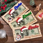 Gepersonaliseerde Kerstmuts Houten Geldhouder met Naam Uniek Geldkaart Kerstcadeau voor Kinderen en Familie