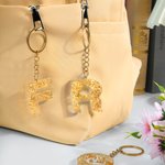 Personalisierte Goldfolie Initial Schlüsselanhänger Tasche Zubehör Reise Geburtstag Geschenk für Frauen Mädchen