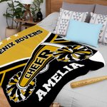 Personalized Pom-pom Trumpet Soft Throw Blanket with Name and Team Name Home Decor Game Day Gift for Cheerleaders