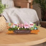 Personalized Cute Family Bunny Tree Stump Figurines with 1-16 Names and Text Home Decor Holiday Christmas Gift for Family Grandmother Grandfather