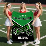 Personalized Pom-pom Trumpet Soft Throw Blanket with Name and Team Name Home Decor Game Day Gift for Cheerleaders